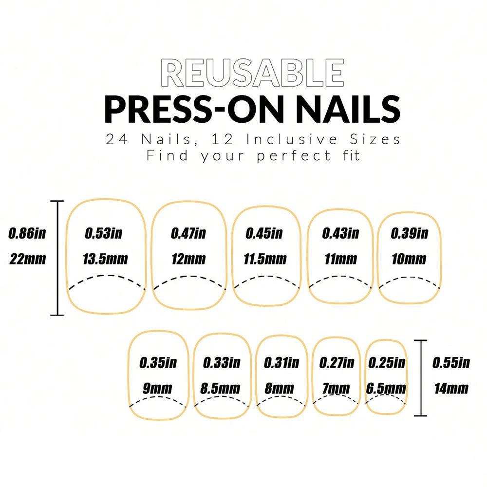 Different Design Medium Square Press On Nails