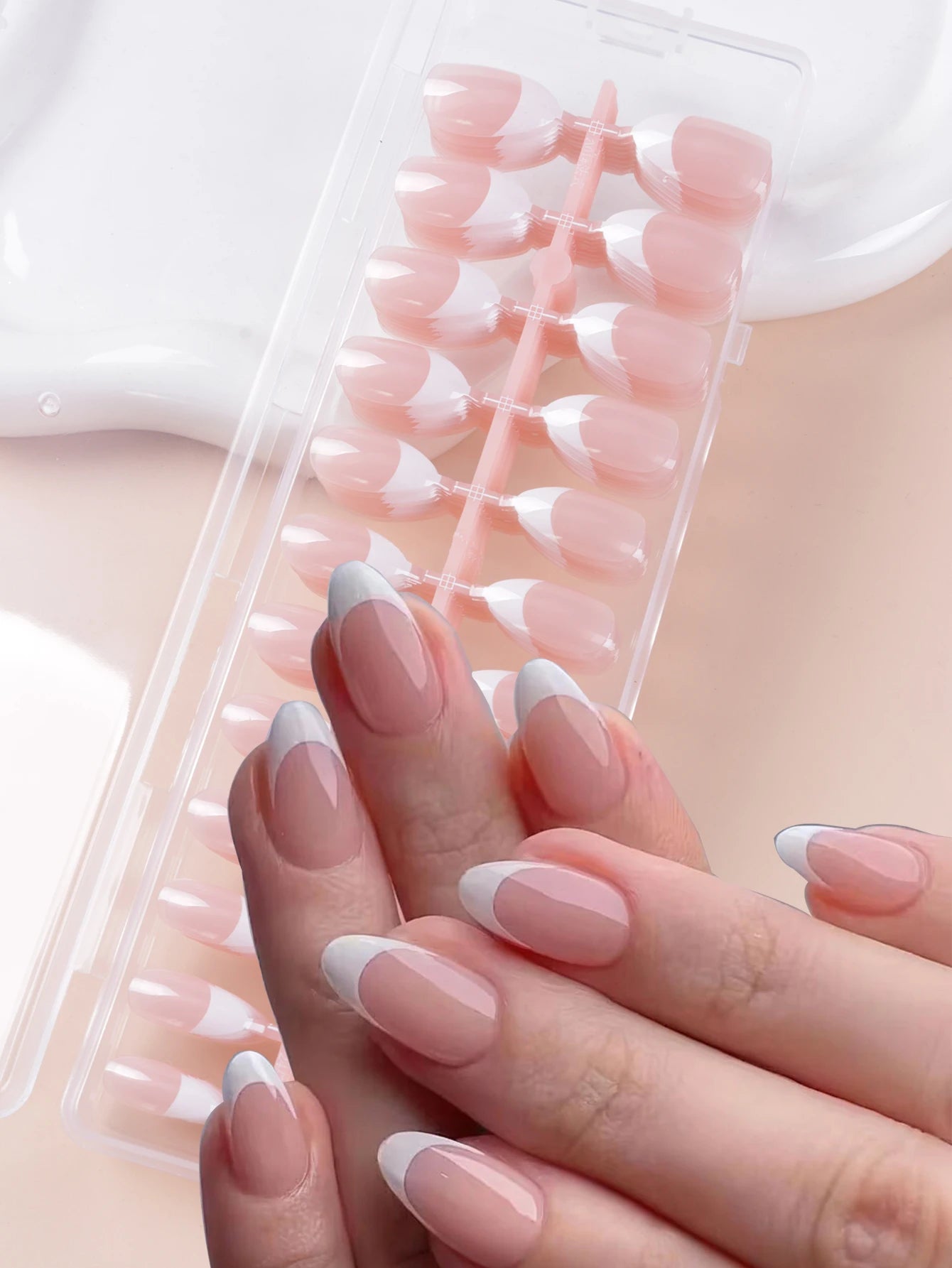 press on nails 240 pcs short square French nails
