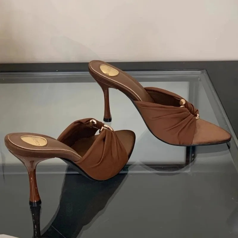 Woman's Open Toe Thin High Heels