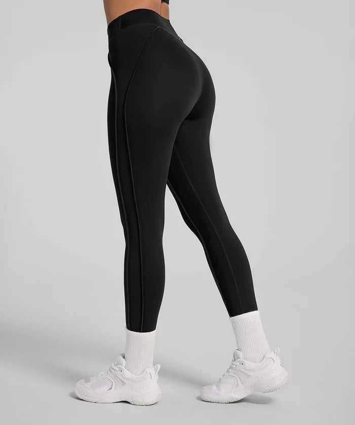 Women's High Waist Leggings With Straps Design