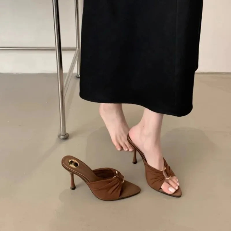 Woman's Open Toe Thin High Heels