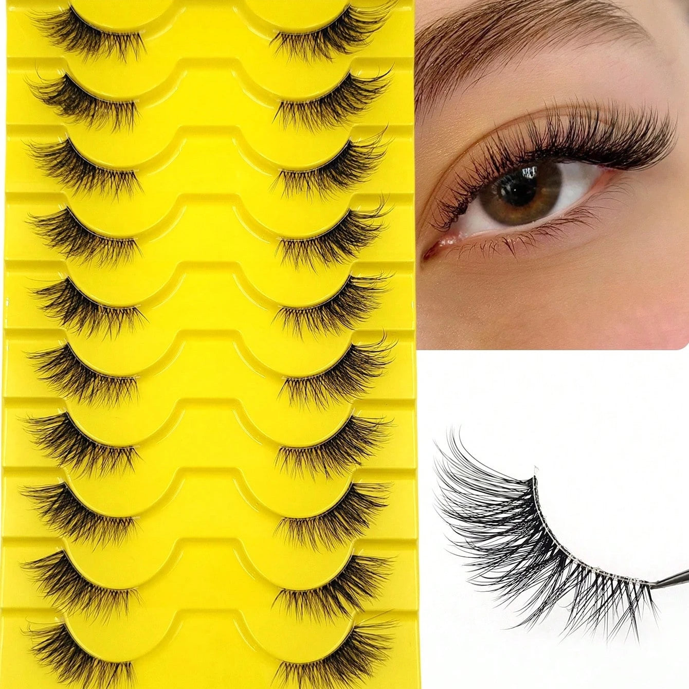 10 Pairs Of Natural Elegant Faux False Eyelashes