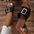 Women's Chunky Heels Buckle Slides