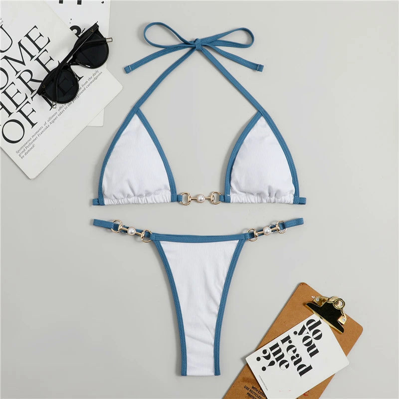 Woman Brazilian Biquinis Chain Swim Set