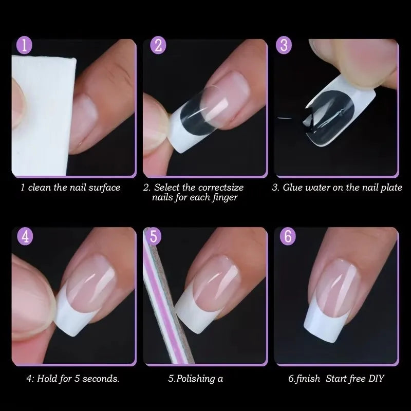 Multi-Color Medium-Length 120-Piece Square-Shaped Press-On Nails,