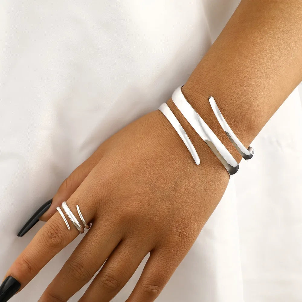 Thick Bracelet and Ring Jewelry Set