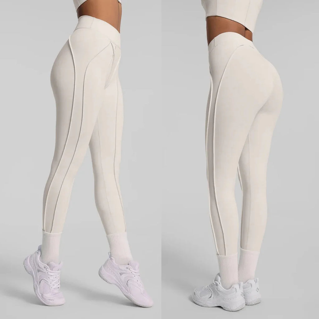 Women's High Waist Leggings With Straps Design