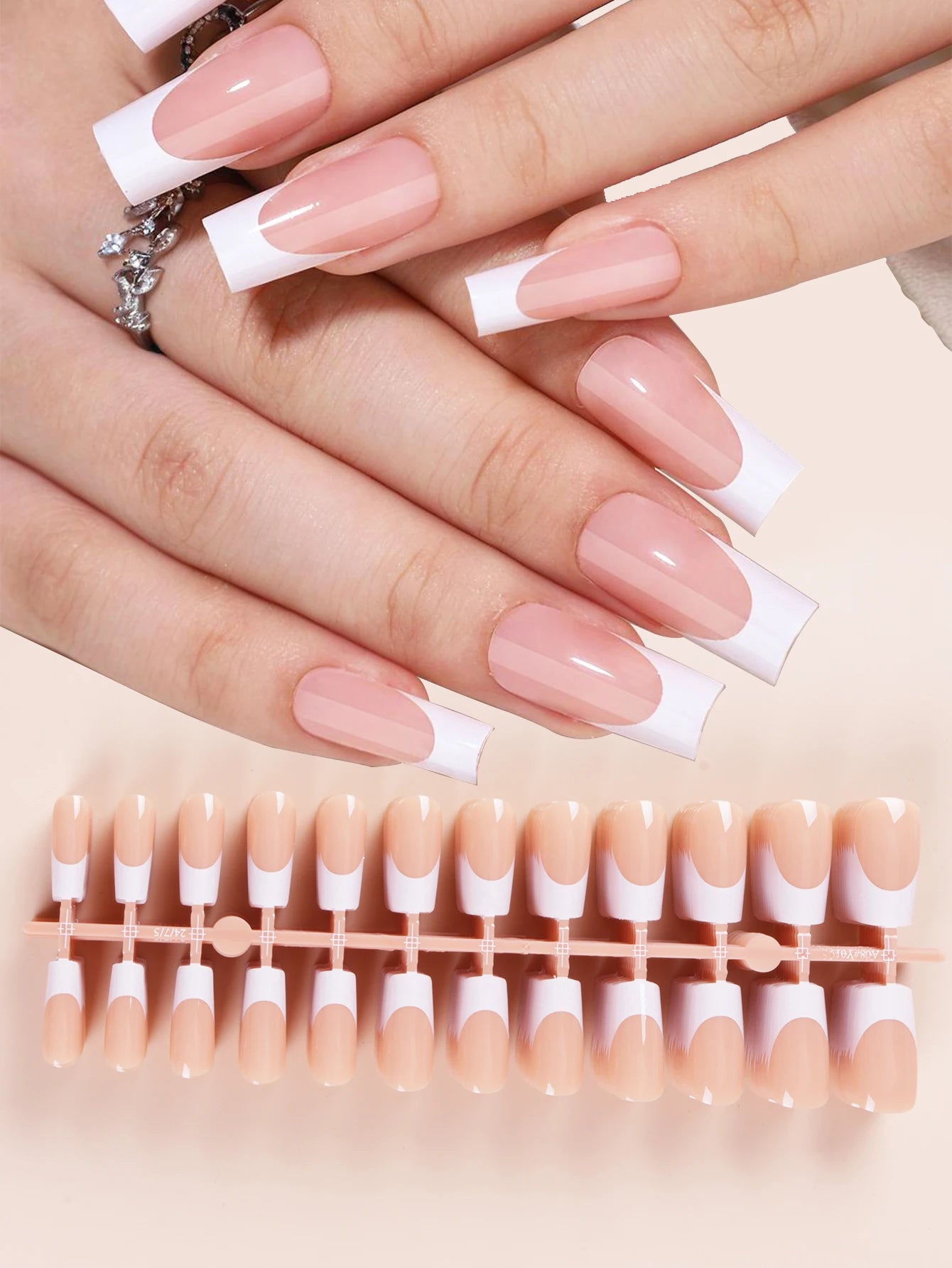 press on nails 240 pcs short square French nails
